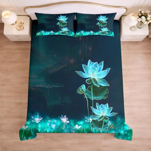 Image of Cloth Fusion Glace Cotton Flat Bedsheet for Double Bed with 2 Pillow Covers (90x100 Inches, Petal Top)