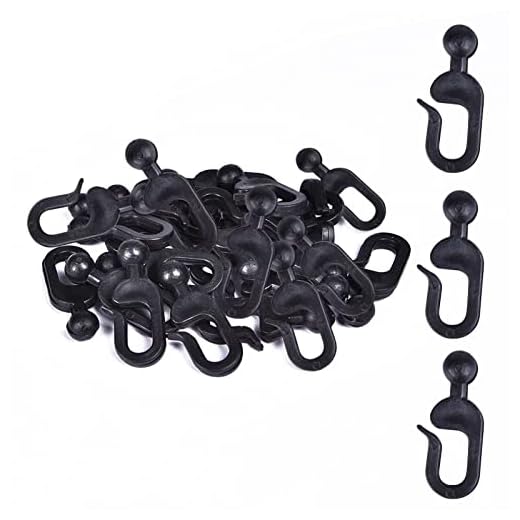 Tngan 36 Pcs Plastic Hooks for Gazebo Curtains, Mosquito Netting (Black)