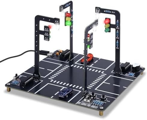 MIOYOOW LED Traffic Light Simulation Soldering Practice Kit, DIY Traffic Signal Light Circuit Board Soldering Kit with Sounds, STEM Educational Electronics Projects for Home and School Learning