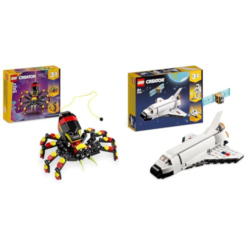 LEGO Creator 3in1 Wildtiere: Überraschende Spinne - verwandelt sich in eine Skorpionfigur oder eine Schlange + 3in1 Raumfähre Spielzeug zu Astronautenfigur zu Raumschiff 31159 + 31134