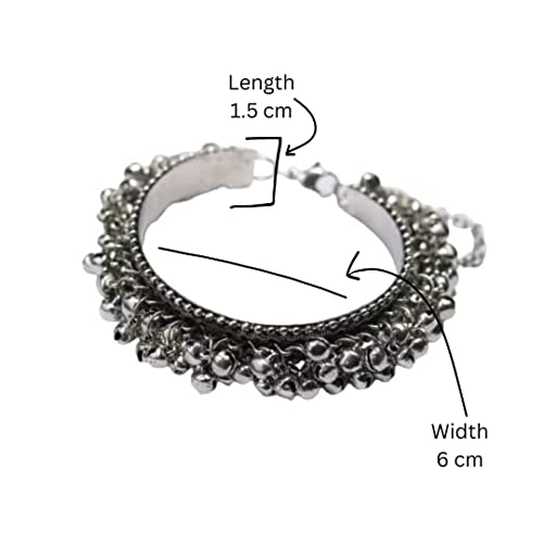 Ozanoo Oxidised Ghungroo Bracelet/Kada For Women's & Girls, Silver #TOP2