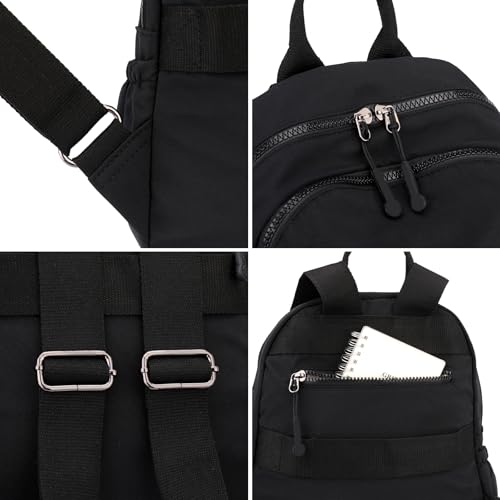 Image of Tanweibago Mini Nylon Women Backpacks,11L Small Ladies backpacks Casual Lightweight Women Shopping Travel Daypack (Z1-black)
