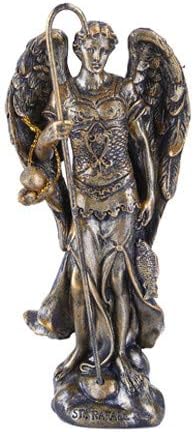 Figura de San Rafael pequeña bronceada ATL hecha de poliresina