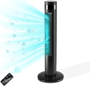 Antarctic Star Tower Fan Portable Electric Oscillating Fan Quiet Cooling Remote Control Standing Bladeless Floor Fans 3 Speeds Wind Modes Timer Bedroom Office (36 inch, Black)