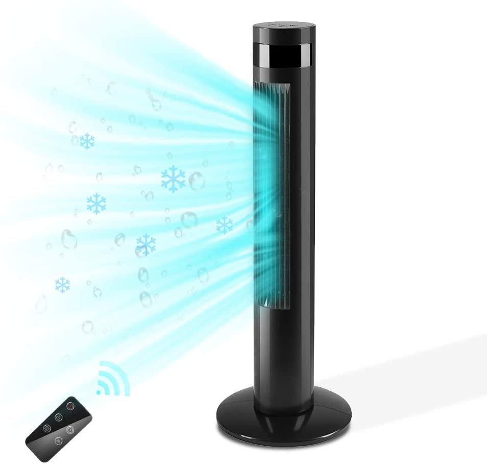 Antarctic Star Tower Fan Portable Electric Oscillating Fan Quiet Cooling Remote Control Standing Bladeless Floor Fans 3 Speeds