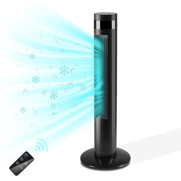 Antarctic Star Tower Fan Portable Electric Oscillating Fan Quiet Cooling Remote Control Standing Bladeless Floor Fans 3 Speeds Wind Modes Timer Bedroom Office (36 inch, Black)