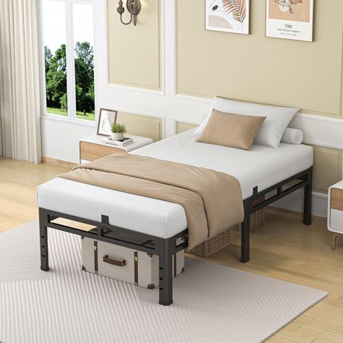 NKZ Twin XL Size Bed Frame 18 Inch, Metal Bed Frame & Box Spring 2 in 1 Platform with Round Corner Legs, 4000Lbs Heavy Duty Tall Metal Frame, Headboard Hole, Noise-Free, Easy Assembly by NKZ - Image 9