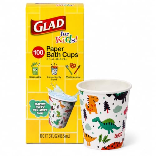 Glad for Kids Dinosaur Disposable Paper Bath Cups, 3 Oz, 100 Count - image 1