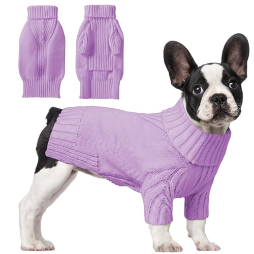 Image of Dog Sweaters for Small Medium Large Dog, Classic Turtleneck Pet Clothes Warm Thermal Doggy Winter Coat, Thick Double Knitting Collar Pullover Cold Weather Puppy Jacket for Indoor & Outdoor Wear