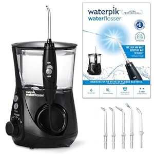 Waterpik Professional Water Flosser, Testsieger 2025, Precision Pulse Technology, TÜV Siegel, bis zu 99, 9 Prozent Plaque Entfernung, 6x Aufsätze, 10x individuelle Modi, integrierter Timer, Schwarz