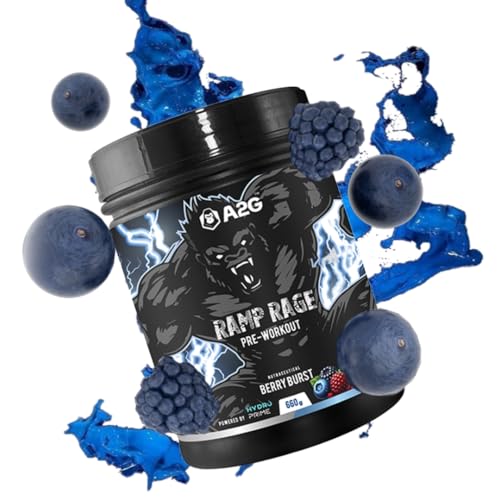 Image of A2G Ramp Rage Pre-Workout | India's First 22g Scoop Formula | HydroPrime, Creatine, Beta-Alanine, Citrulline for Pump, Energy & Focus | Berry Burst Flavor