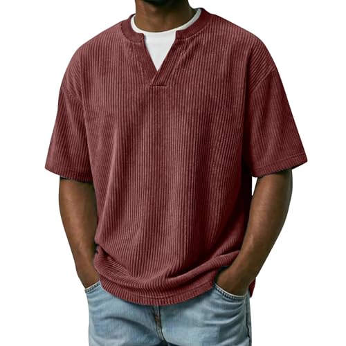 T-shirt en velours côtelé homme CHUNOTU ample et respirant pour le sport et la gym décontracté