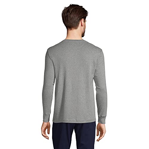 Lands' End Mens Rib Knit Sleep Henley Pewter Heather Regular Large #TOP1