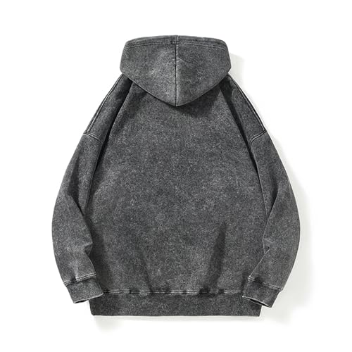 Ymosrh Men's Washed Hoodie Oversized Hooded Sweatshirt Acid Wash Cotton Baggy Streetwear Sweatshirts Workout Hoodies3