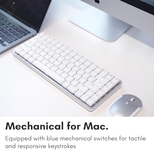 Image of Macally Wireless Mechanical Keyboard for Mac | Compatible Bluetooth Apple Keyboard (75% Size, Blue Tactile Switches) Compact, Multi Device, Backlit for MacBook Pro /Air, iMac, Mac mini /Pro