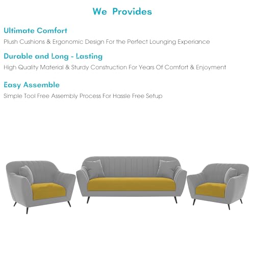 Image of Atticus 3+1+1 Seater Sofa Set for Living Room (Yellow Grey Colour) Premium Fabric Sofa