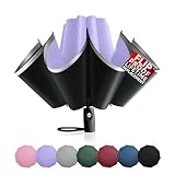 Windproof Trave Inverted Umbrella With Reflective Stripe, Reverse Compact Umbrellas for Rain, Portable Large Folding Sun UV Automatic Upside Down Umbrella for Car Backpack