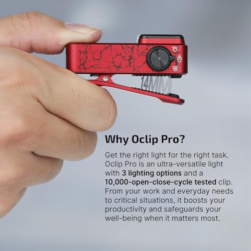 Image of OLIGHT Oclip Pro EDC Flashlight Clip-on Light, Rechargeable 500 Lumens with Three Lighting Solutions Type-C Charging, Magnetic Flash Lights for Signaling, Cycling, Outdoor or Indoor Use (Crackle Red)