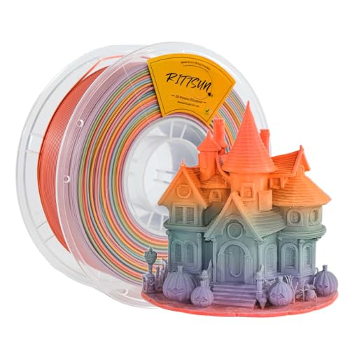 RITTSUN Matte Rainbow PLA Filament 1.75mm, 1KG (2.2lbs), Soft Pastel Gradient Multi-Color 3D Printer Filament, Dimensional Accuracy +/-0.03mm, Smooth Printing, No Clogging, Fits Most FDM Printers