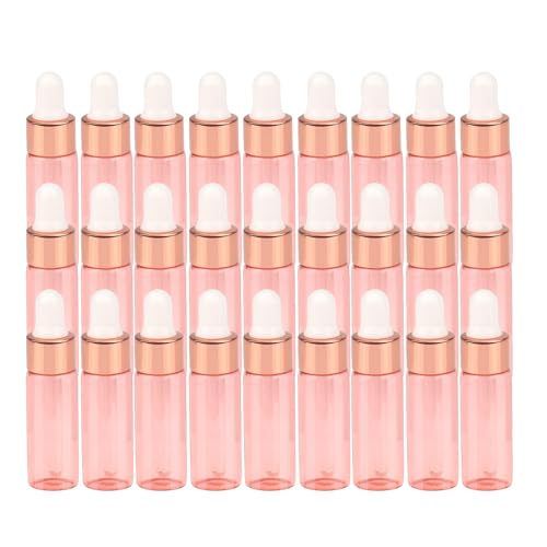 Easeen Sample Dropper Bottles, Mini Dropper Bottles with 50 Pcs Plastic Droppers for Traveling Essential Oils DIY Cosmetic Liquid Sample Perfume (Rose Pink, 5ML)