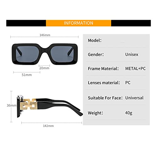 Sunglasses Women Vintage Metal Frame Rectangle Sunglasses Female Retro Ladies Glasses UV4002