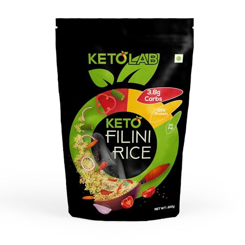 Image of Ketolab Keto Orzo Filini Rice, 100 Gms, 1 Pack, 3.8g Net Carb & 16g High Protein /Serving, Identical to Regular Rice, Ultra Low Carb, Pre-Biotic High Fibre, Low GI, For Keto Diet & Weight Loss