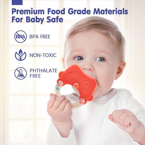 hahaland Baby Teething Toys, Infant Newborn Toys 0-3 3-6 Months, Silicone Babies Teether Rattles, Baby Shower Gifts for Newborn Boys Girls, 10 Pcs with Storage Box for 0 Months+ — view 2