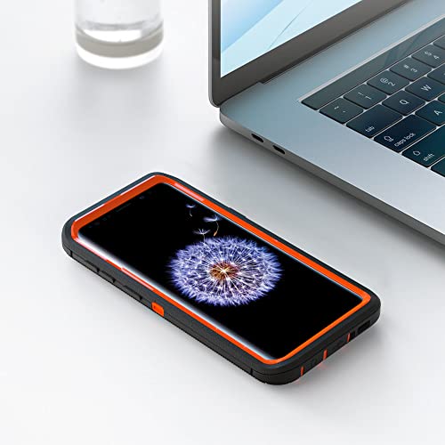 Image of Case for Galaxy S9 Plus, Heavy-Duty Tough Rugged Shockproof Drop Protective Cover Cases for Samsung Galaxy S9 Plus, Black+Orange