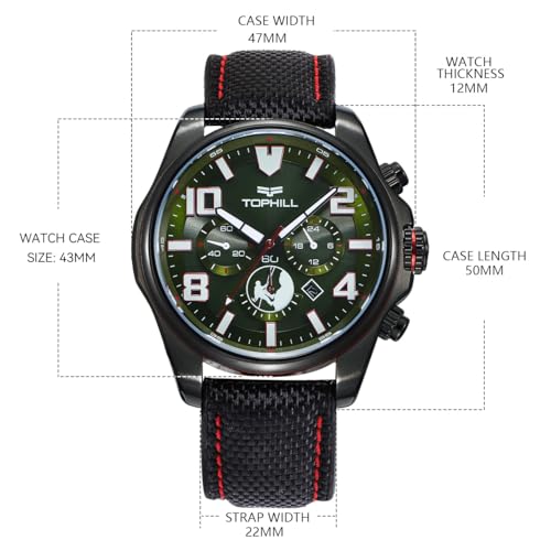 Mens Solar Watch, Eco Chronograph Watch, 47mm Big Face, Luminous Rugged Wrist Watch, Sapphire Crystal Lens, Solar Powered Military Watches for Hiking Climbing Casual4