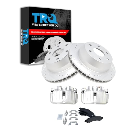 Image of TRQ Performance Rear Brake Pad & Rotor Kit Compatible with 02-06 Cadillac 00-06 Chevrolet GMC