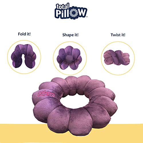 Total Pillow Airplane Travel Pillow, Brushed Microfiber Neck-, Head-, And Lumbar-Support Pillow, Microbead Twistable/Contours Any-Position Travel Pillow, Luxe Orchid #TOP2