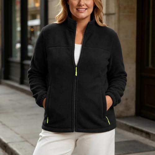 Womens Fleece Jacket Full Zip Stand Collar Plus Size Fall Winter Coat - image 2