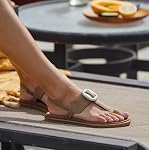 OLUKAI La'i T-Bar Women’s Strappy Beach Sandals, Versatile Water-Friendly Shoes, Slip-On Style with Tortoise Shell Buckle, All-Day Comfort