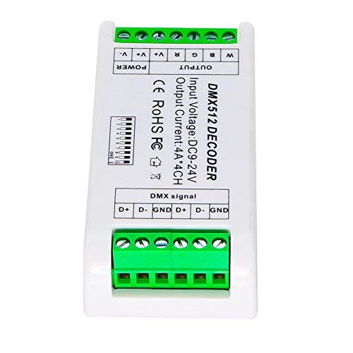 Décodeur DMX512 4 Canaux Décodeur DMX 4 Canaux RGBW - Compatible DMX512 - Pour Bandes LED 9-24V - Affichage Numérique - 16A Max