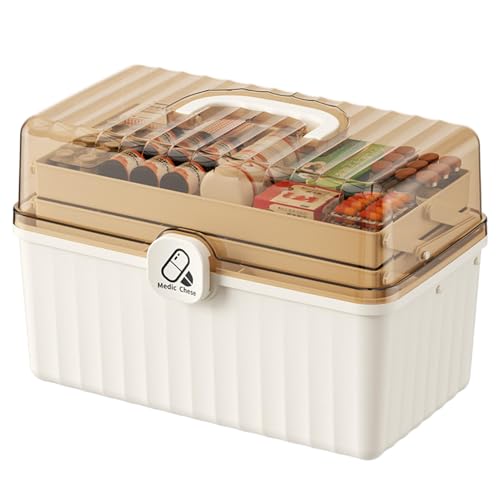 家庭用薬箱、薬収納ボックス - 折りたたみ家庭用薬箱三層ケース | 旅行に便利な薬収納ケース、文具、ジュエリー用多機能