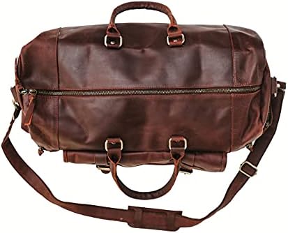 HUNT COUNTRY Leather Duffle Bag – Leather Weekender Bag for Men and Women (Color: Mahogany), Full Grain Leather Overnight Travel Bag, Carry-on Bag, Airplane Bag 5 HUNT COUNTRY Leather Duffle Bag – Leather Weekender Bag for Men and Women (Color: Mahogany), Full Grain Leather Overnight Travel Bag, Carry-on Bag, Airplane Bag