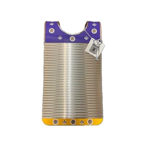 Zydeco Washboard "Purple & Yellow Tiger" Key of Z Rubboards Free Scratchers Frottoir Scrubboard Zydeco Washboard Percussion Instrument Handmade Louisiana Made By Tee Don Authentic Original Cover