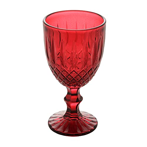 Conjunto 6 Taças de Água de Vidro Greek Vermelho 345ml - Wolff