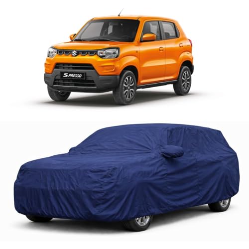 Image of Car Body Cover Compatible with Maruti Suzuki S-Presso | Water, Dust & UV Protection | Mirror Pockets | Elastic Grip | Triple Stitch S-Presso Car Cover (Blue)