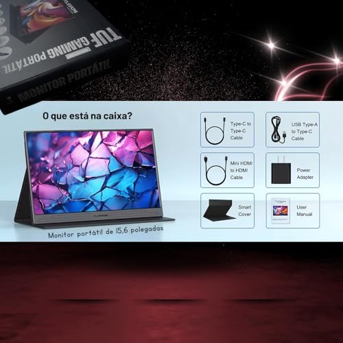 Monitor Portátil 15.6 HDMI USB tela externa 1080p FHD Tela IPS com 60Hz alto-falante duplo