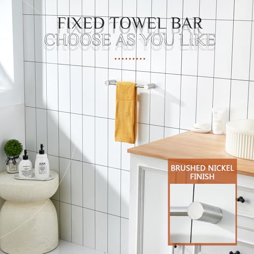 Image of KOKOSIRI Towel Bars Brushed Nickel 16-Inch Single Rod Hand Towel Holder Wall Mounted Hanger for Bathroom Lavatory Hardware Stainless Steel, B4007BR-L16