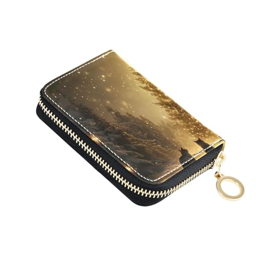 Small RFID Credit Card Holder Wallet with Zipper, Leather Wallet Case for Women Christmas Background