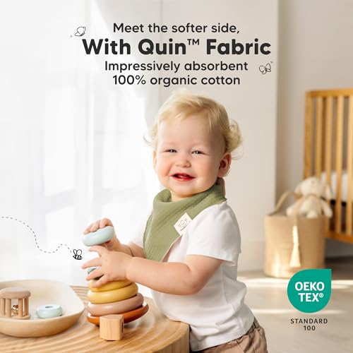Image of KeaBabies 8pk Organic Baby Bandana Bibs for Drooling Teething (Hunter /Quin)