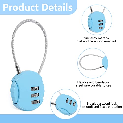 Combination Lock 3 Digit Gym Lock Waterproof Padlock Resettable Bag Luggage Gate Lock Outdoor Combination Fence Lock For School Locker Travel Toolbox Storage (Multi Color, 8) #TOP2