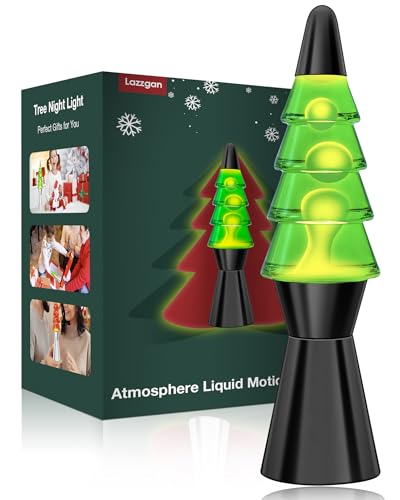 Image of Christmas Tree Liquid Motion Lamps - 14.5 Inch Black Large Christmas Tree Night Lights Table Lamp for Adults Kids, Mood Lighting Home Decor Christmas Unique Gifts