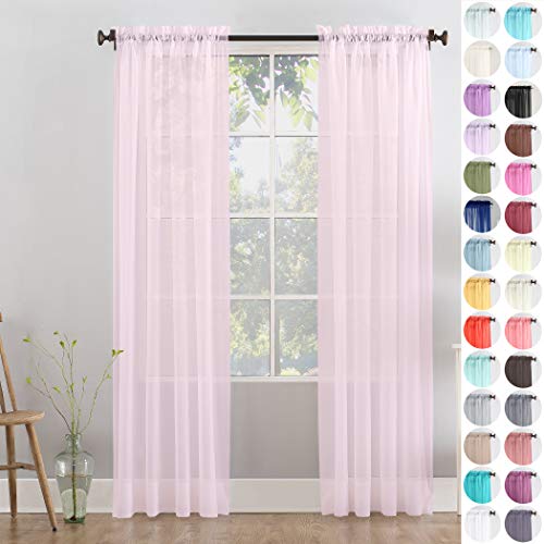 Megachest a pair of slot top voile curtains (Blush, 56" wideX90 drop 2 Panels), W 56" x L 90" (2 Panels) - Image 2