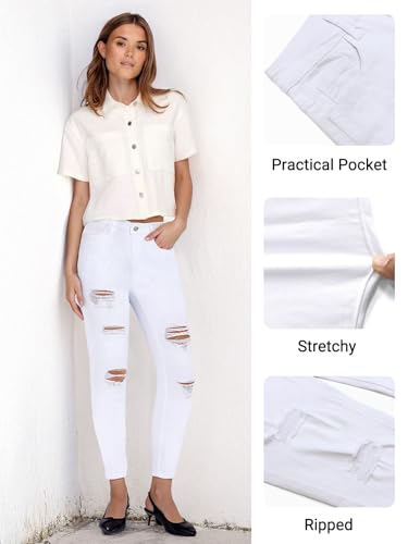 Skinny Jeans for Women Stretchy-Hip Lifting high Waisted Ripped Boyfriend Jeggings with Holes3