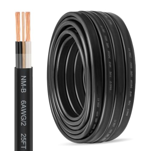 Cable eléctrico residencial NM-B 6/2 de 25 pies con línea de tierra para empotrar