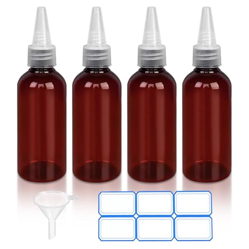 DTDNZKN 4 Pack 1 Oz (30ml) Amber Plastic Essential Oil Bottles