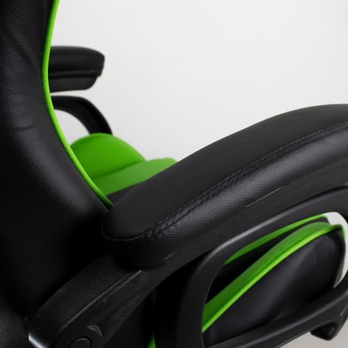 Cadeira Gamer Verde e Preto Healer Level Reclinável Giratória com apoio de pés